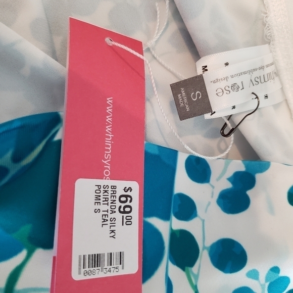 New Reversible Front Back Silky Skirt Whimsy Rose Brenda Pome turqoise, small - Picture 8 of 11